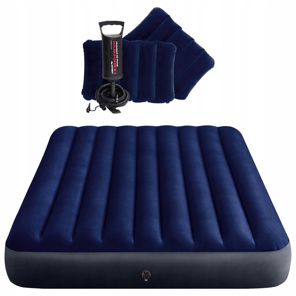 Матрас надувной двуспальный (с ручным насосом и 2 подушками .